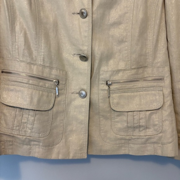 Conrad C Woman’s 8 Linen Metallic Collared Jacket Blazer - Picture 3 of 8